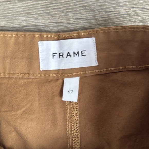 FRAME Pleated cotton-twill wide-leg pants Camel 27 - Picture 10 of 13